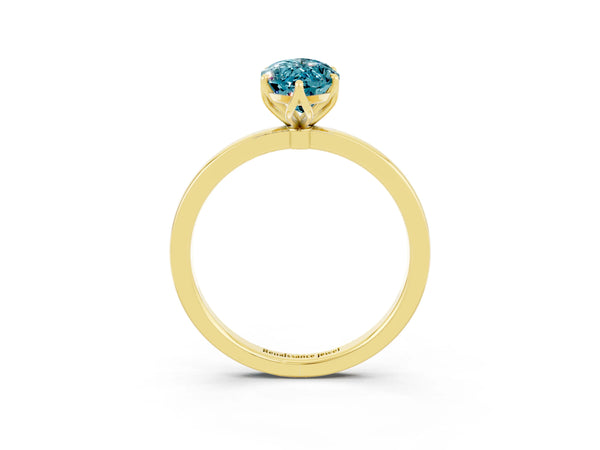 Yellow gold Marquise Cut Solitaire Diamond Ring with Thin Band and Four-Prong Setting