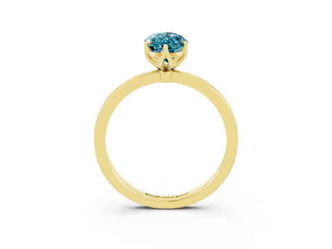 Yellow gold Marquise Cut Solitaire Diamond Ring with Thin Band and Four-Prong Setting_3