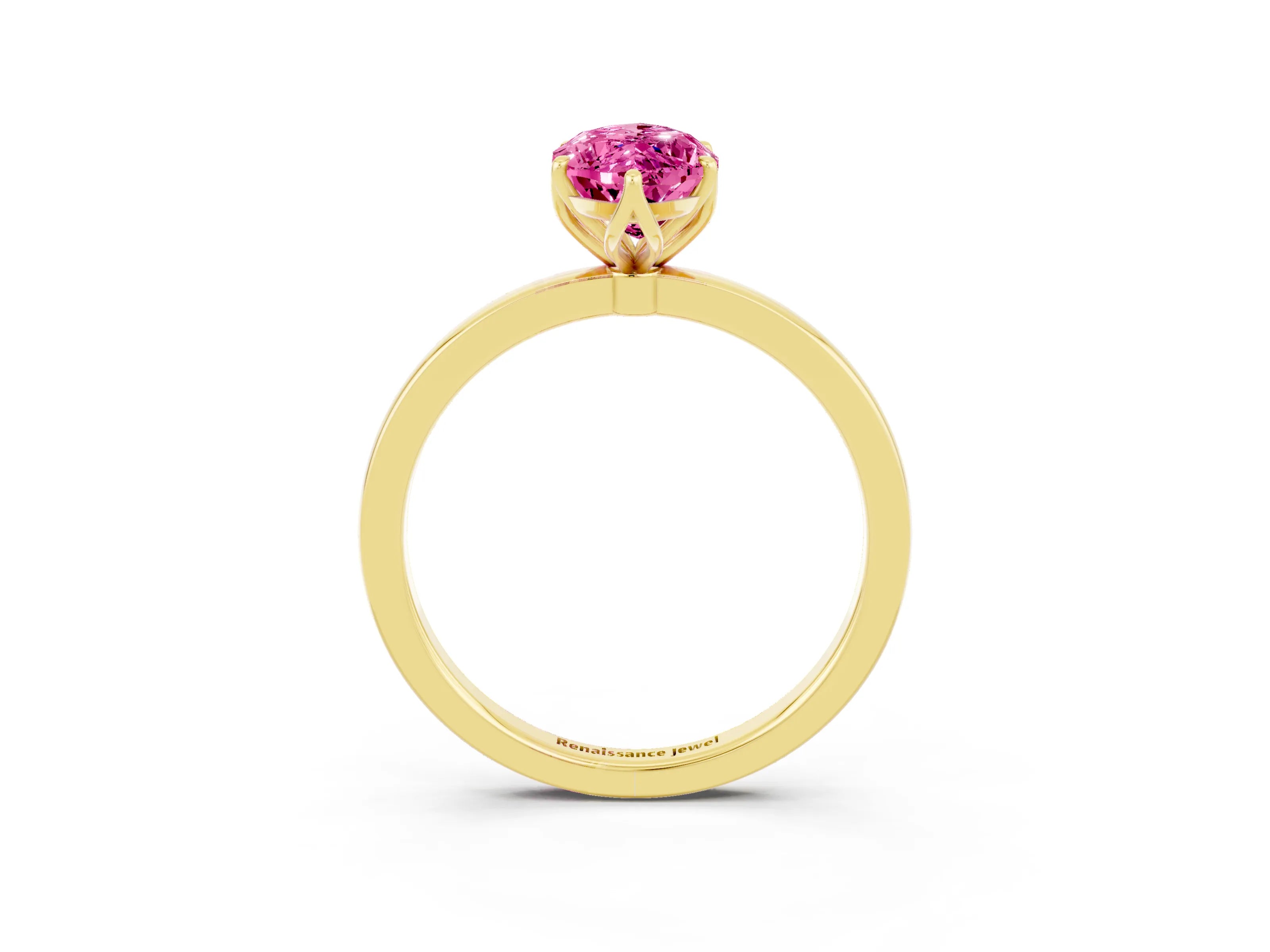 Yellow gold Marquise Cut Solitaire Diamond Ring with Thin Band and Four-Prong Setting_3