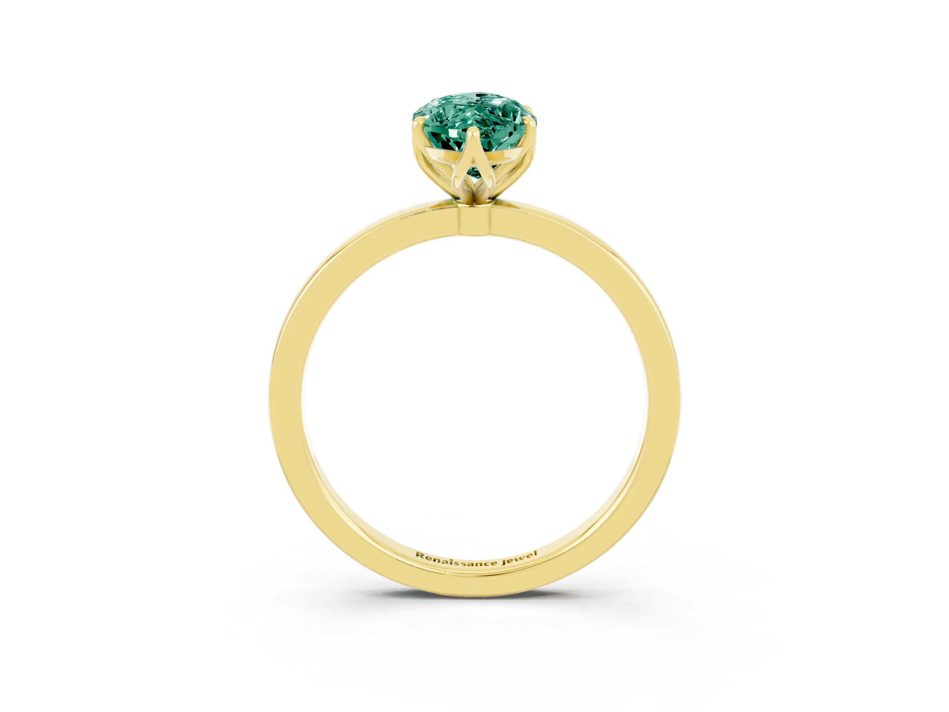 Yellow gold Marquise Cut Solitaire Diamond Ring with Thin Band and Four-Prong Setting_3