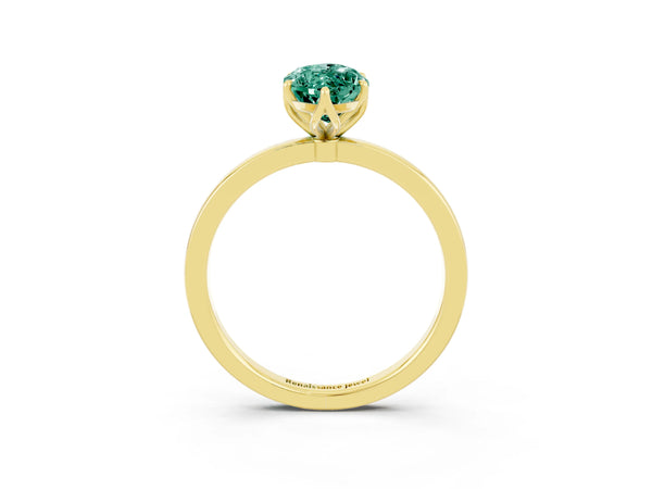 Yellow gold Marquise Cut Solitaire Diamond Ring with Thin Band and Four-Prong Setting