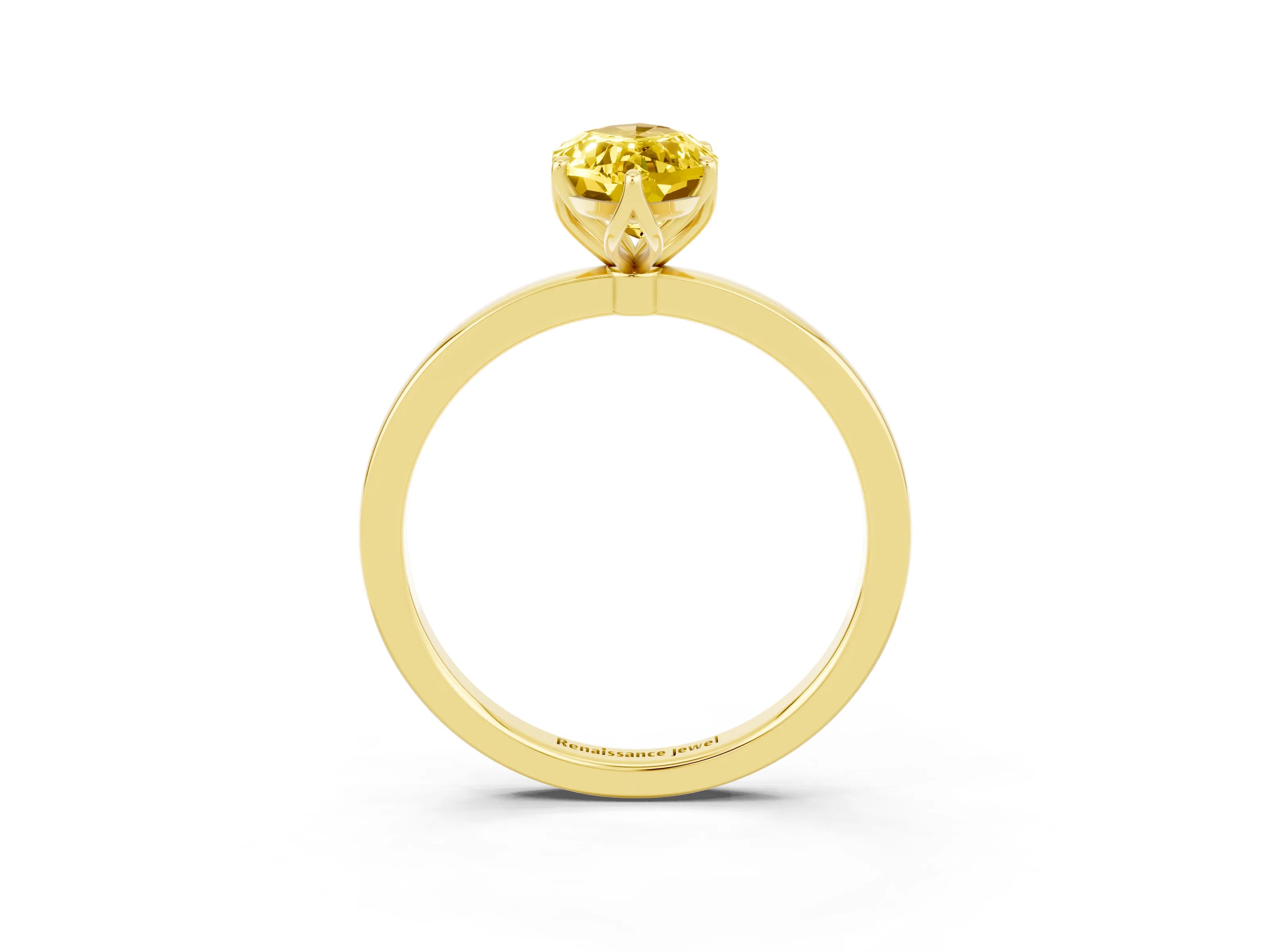Yellow gold Marquise Cut Solitaire Diamond Ring with Thin Band and Four-Prong Setting_3