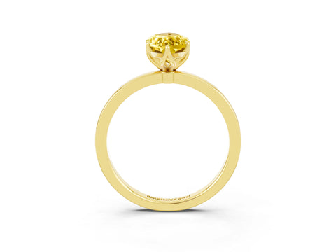 Yellow gold Marquise Cut Solitaire Diamond Ring with Thin Band and Four-Prong Setting_3