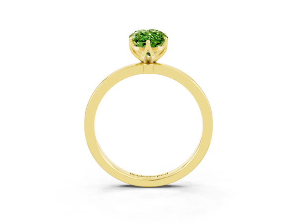 Yellow gold Marquise Cut Solitaire Diamond Ring with Thin Band and Four-Prong Setting
