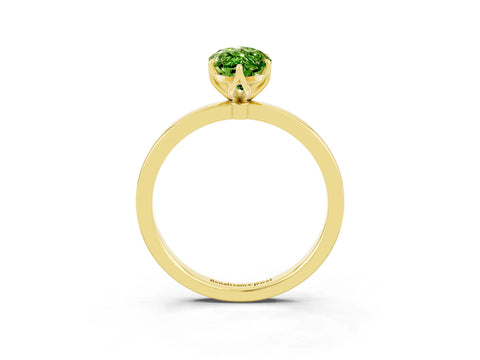 Yellow gold Marquise Cut Solitaire Diamond Ring with Thin Band and Four-Prong Setting_3