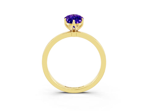 Yellow gold Marquise Cut Solitaire Diamond Ring with Thin Band and Four-Prong Setting_3