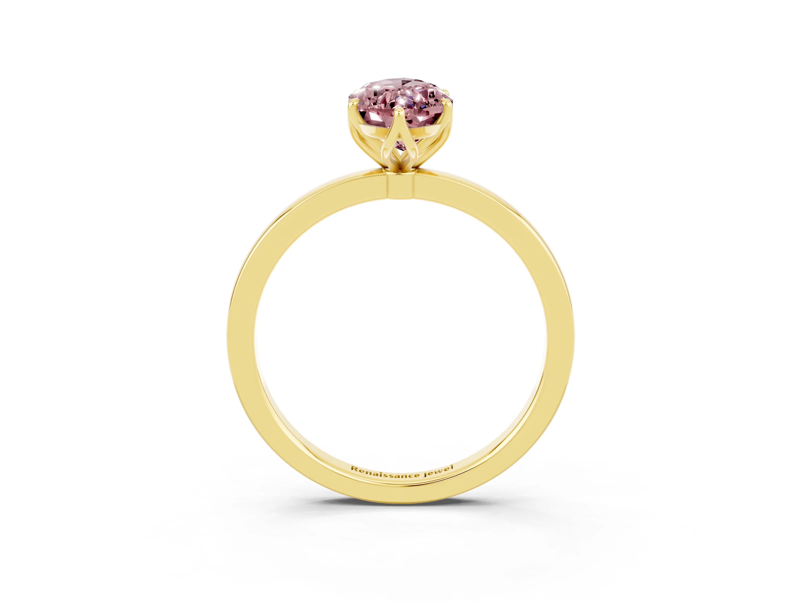 Yellow gold Marquise Cut Solitaire Diamond Ring with Thin Band and Four-Prong Setting_3