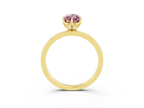Yellow gold Marquise Cut Solitaire Diamond Ring with Thin Band and Four-Prong Setting