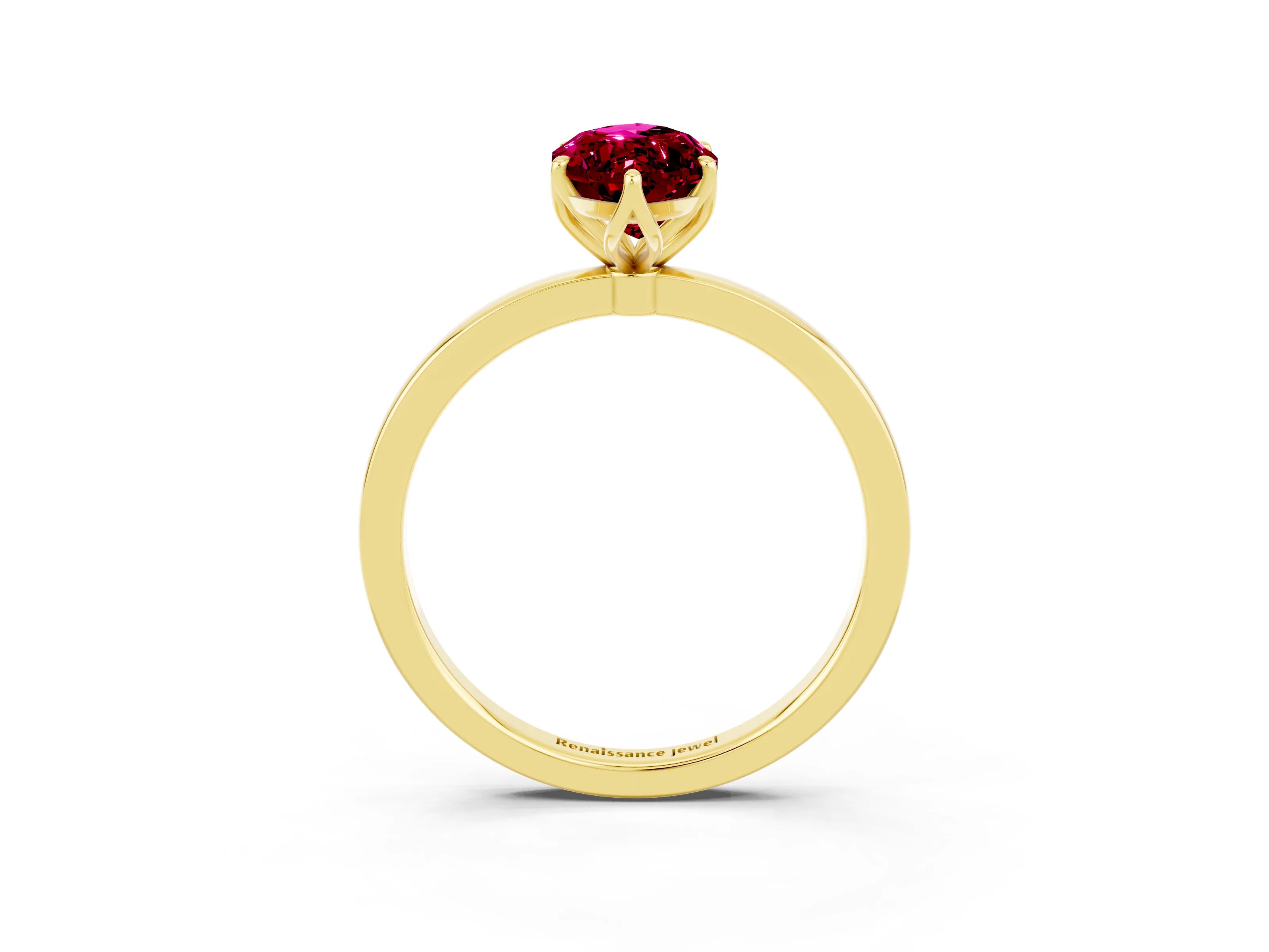Yellow gold Marquise Cut Solitaire Diamond Ring with Thin Band and Four-Prong Setting_3