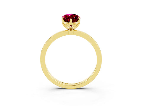 Yellow gold Marquise Cut Solitaire Diamond Ring with Thin Band and Four-Prong Setting_3