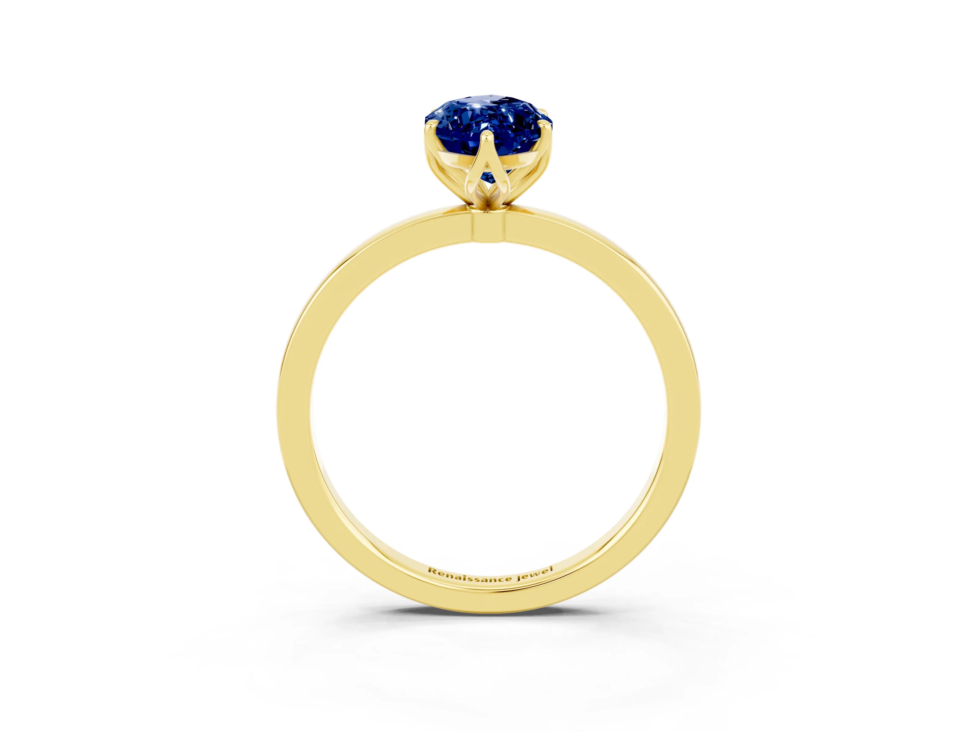 Yellow gold Marquise Cut Solitaire Diamond Ring with Thin Band and Four-Prong Setting_3