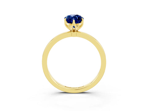 Yellow gold Marquise Cut Solitaire Diamond Ring with Thin Band and Four-Prong Setting_3