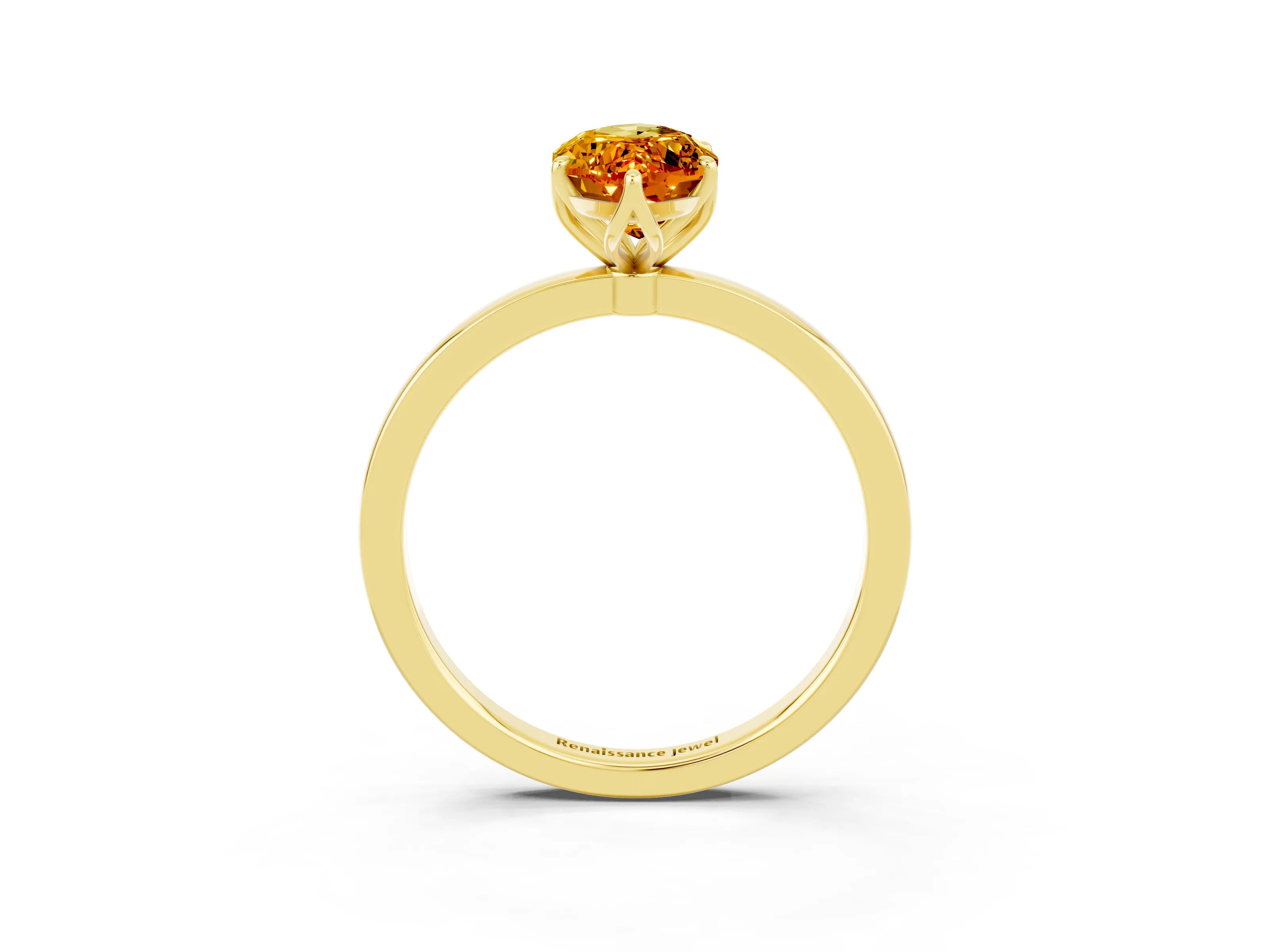 Yellow gold Marquise Cut Solitaire Diamond Ring with Thin Band and Four-Prong Setting_3