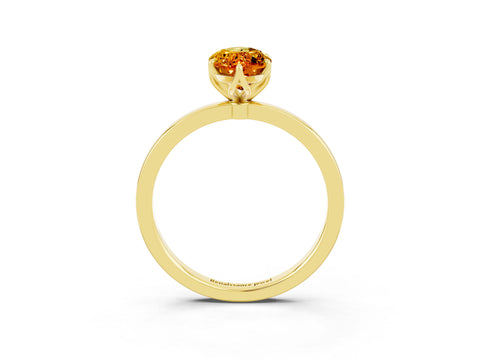 Yellow gold Marquise Cut Solitaire Diamond Ring with Thin Band and Four-Prong Setting_3