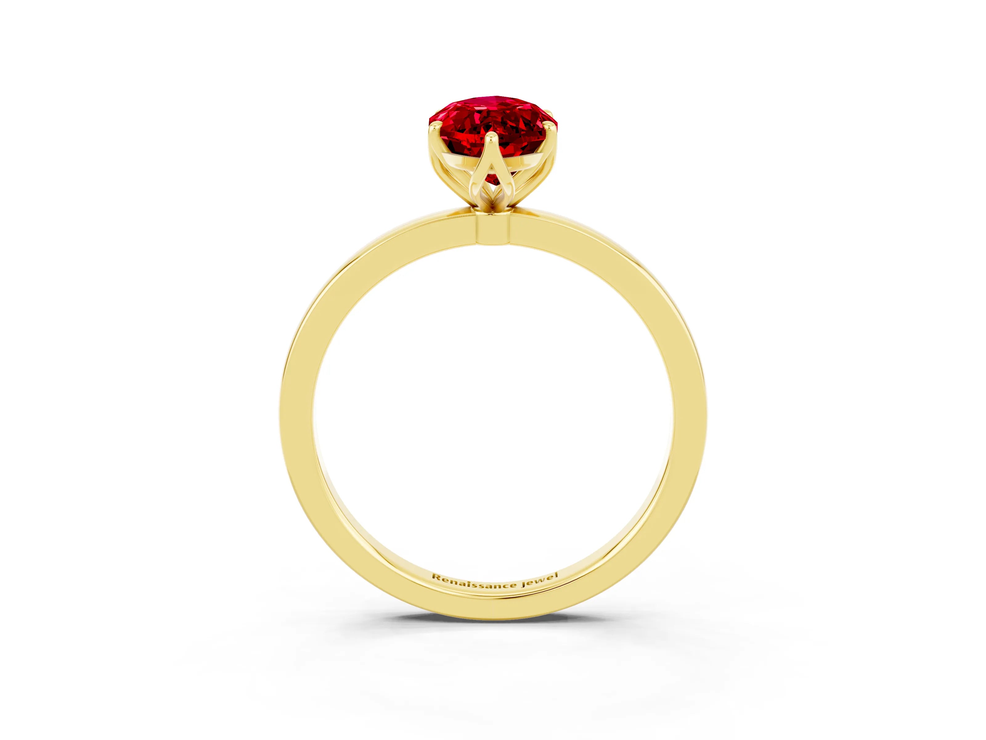 Yellow gold Marquise Cut Solitaire Diamond Ring with Thin Band and Four-Prong Setting_3