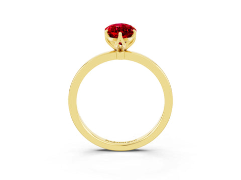 Yellow gold Marquise Cut Solitaire Diamond Ring with Thin Band and Four-Prong Setting_3