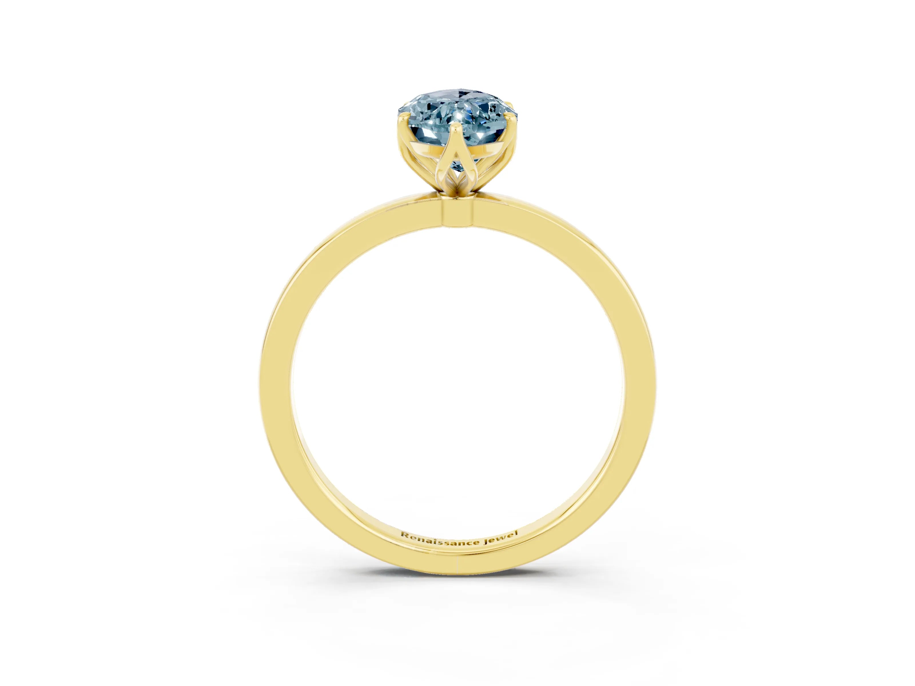 Yellow gold Marquise Cut Solitaire Diamond Ring with Thin Band and Four-Prong Setting_3