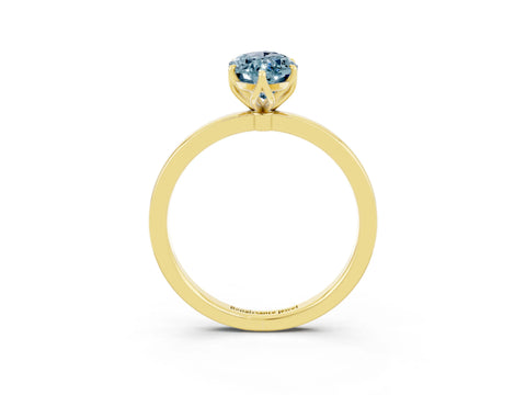 Yellow gold Marquise Cut Solitaire Diamond Ring with Thin Band and Four-Prong Setting_3
