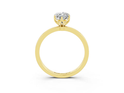 Yellow gold Marquise Cut Solitaire Diamond Ring with Thin Band and Four-Prong Setting_3