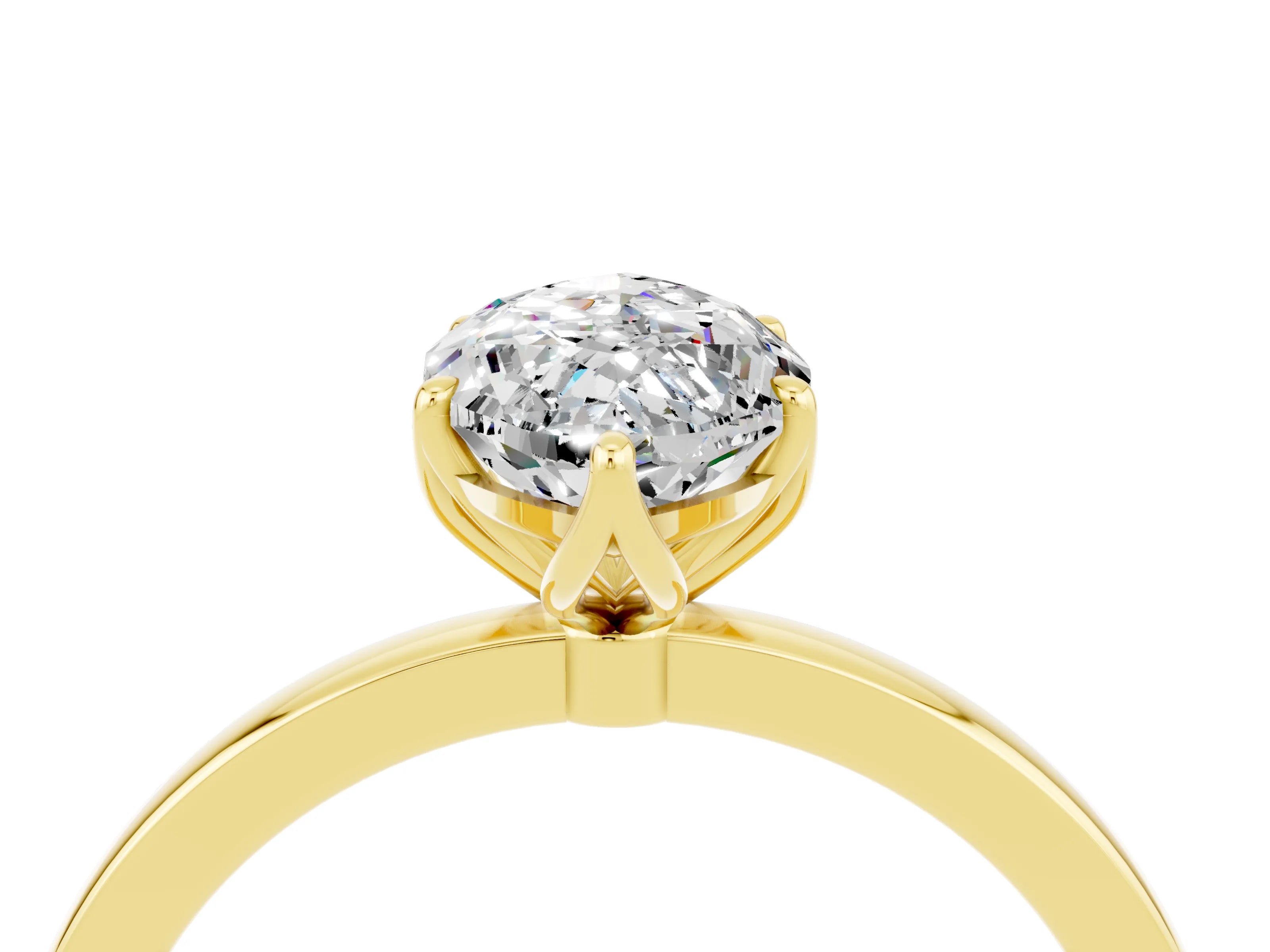 Yellow gold Marquise Cut Solitaire Diamond Ring with Thin Band and Four-Prong Setting_4