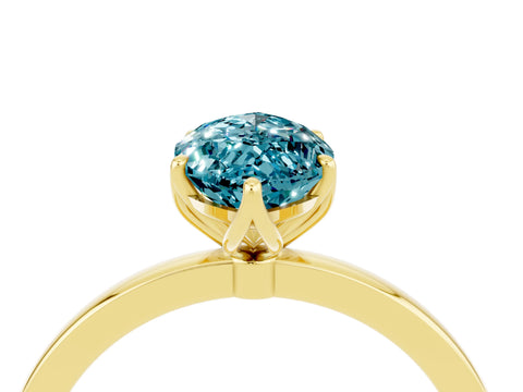 Yellow gold Marquise Cut Solitaire Diamond Ring with Thin Band and Four-Prong Setting_4