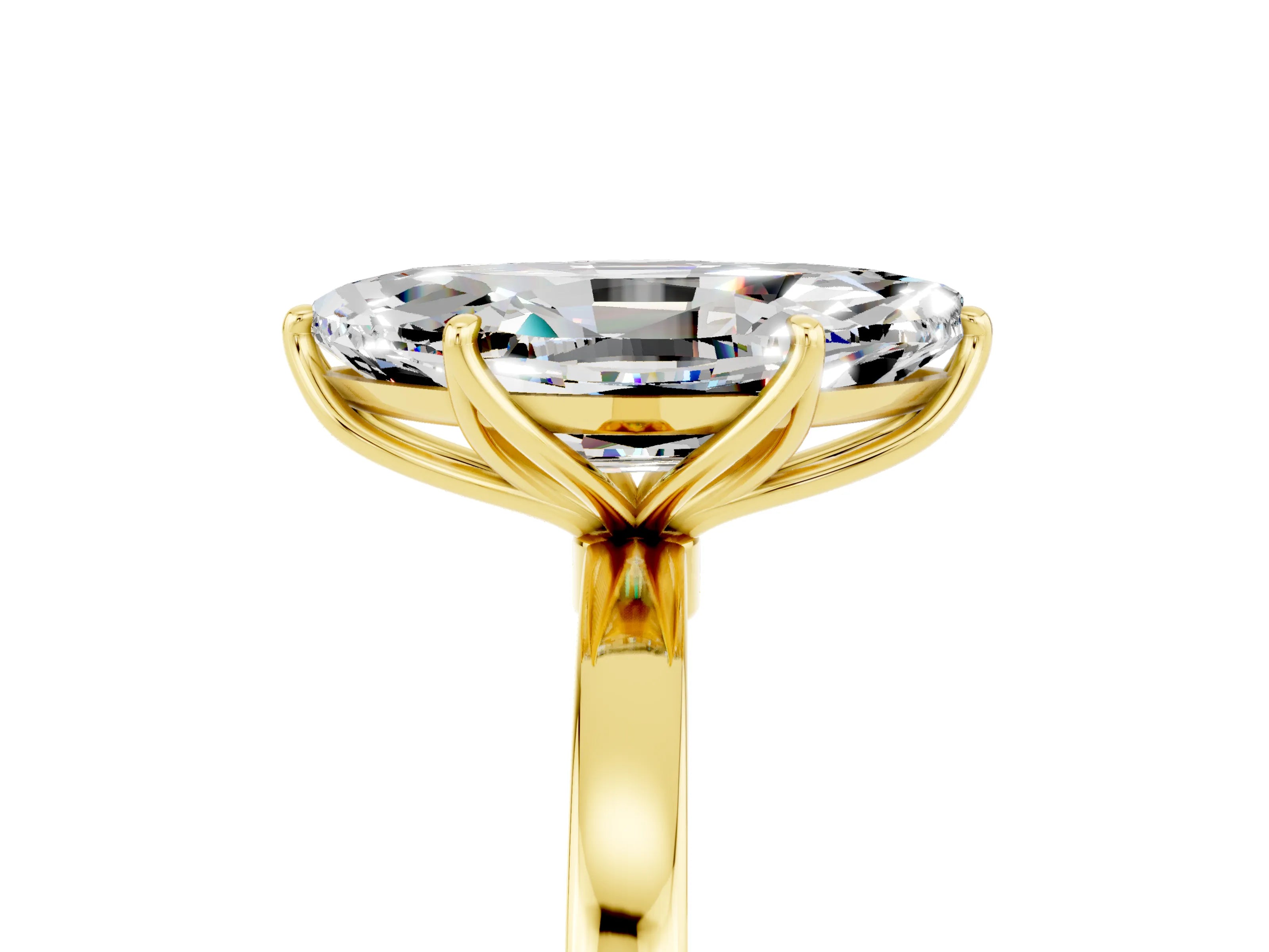 Yellow gold Marquise Cut Solitaire Diamond Ring with Thin Band and Four-Prong Setting_5