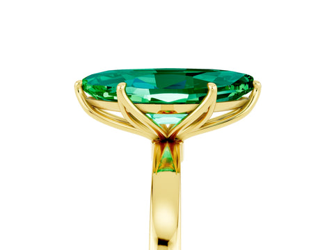 Yellow gold Marquise Cut Solitaire Diamond Ring with Thin Band and Four-Prong Setting_5