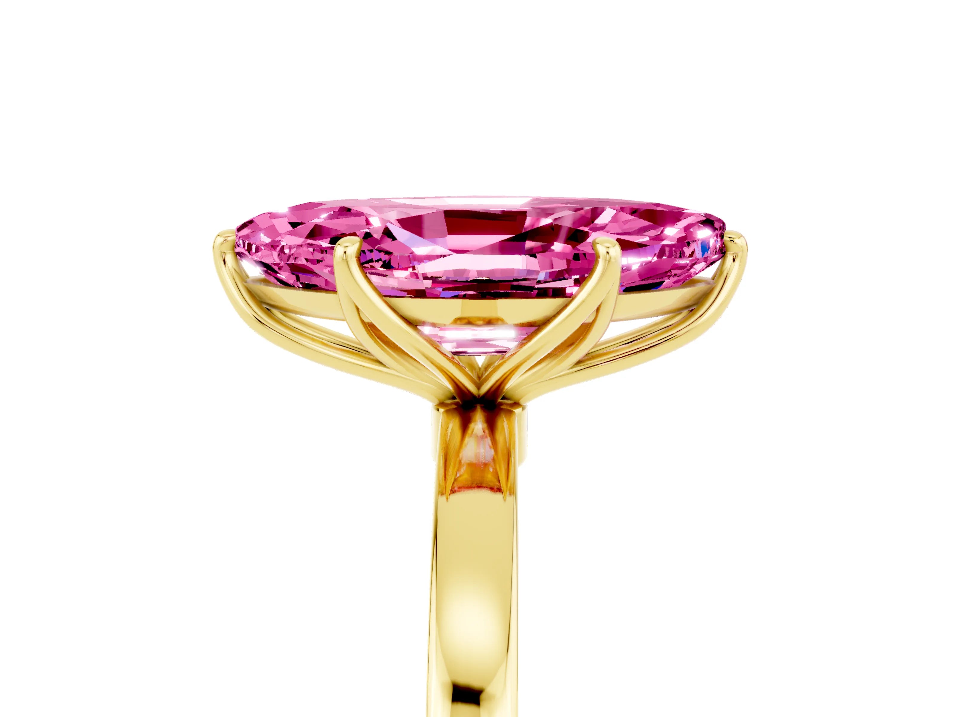 Yellow gold Marquise Cut Solitaire Diamond Ring with Thin Band and Four-Prong Setting_5