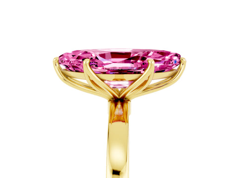 Yellow gold Marquise Cut Solitaire Diamond Ring with Thin Band and Four-Prong Setting_5