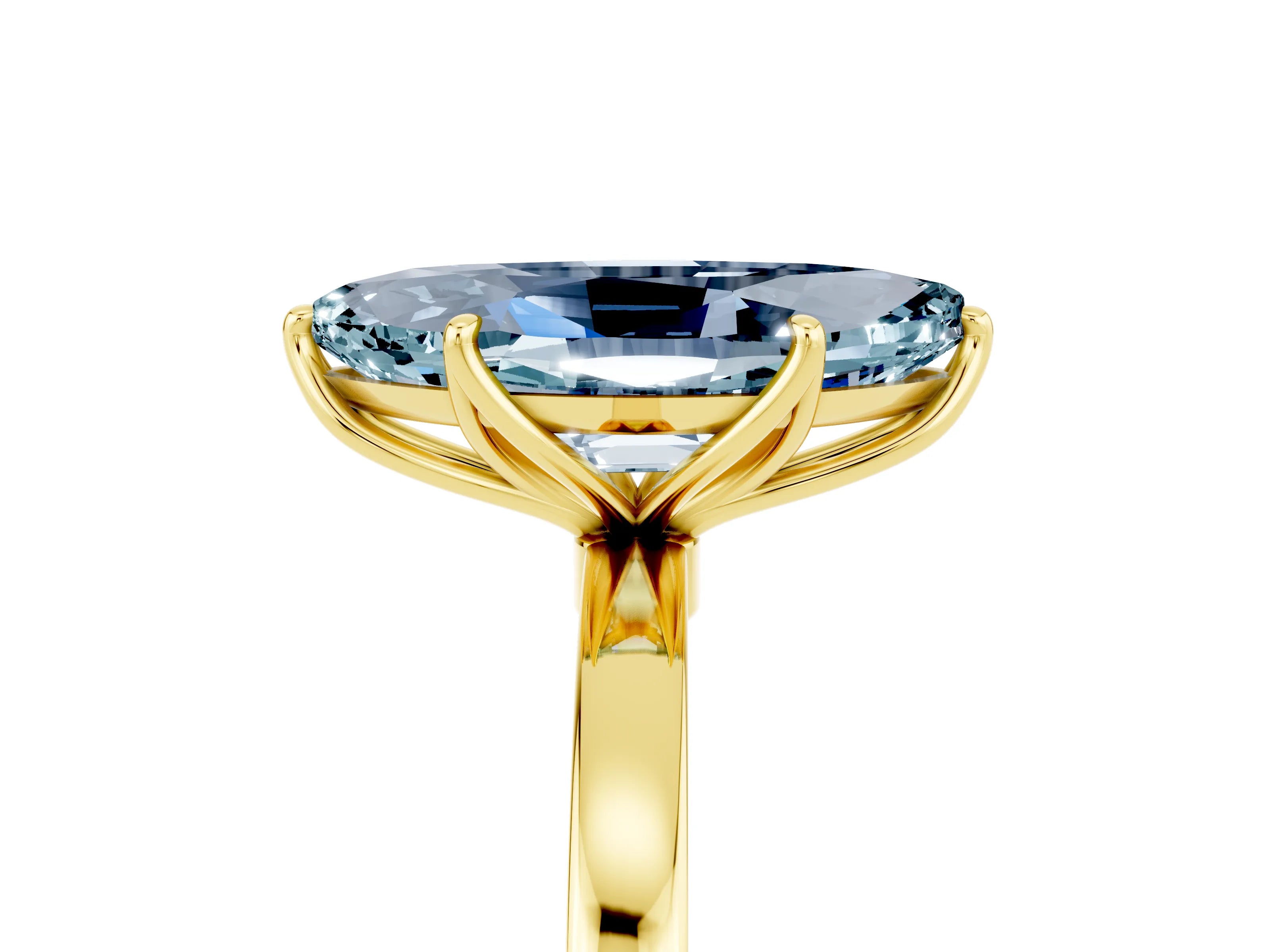 Yellow gold Marquise Cut Solitaire Diamond Ring with Thin Band and Four-Prong Setting_5
