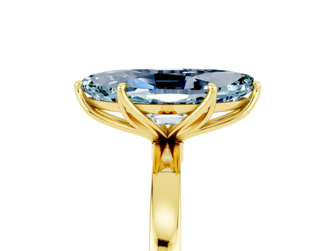 Yellow gold Marquise Cut Solitaire Diamond Ring with Thin Band and Four-Prong Setting_5