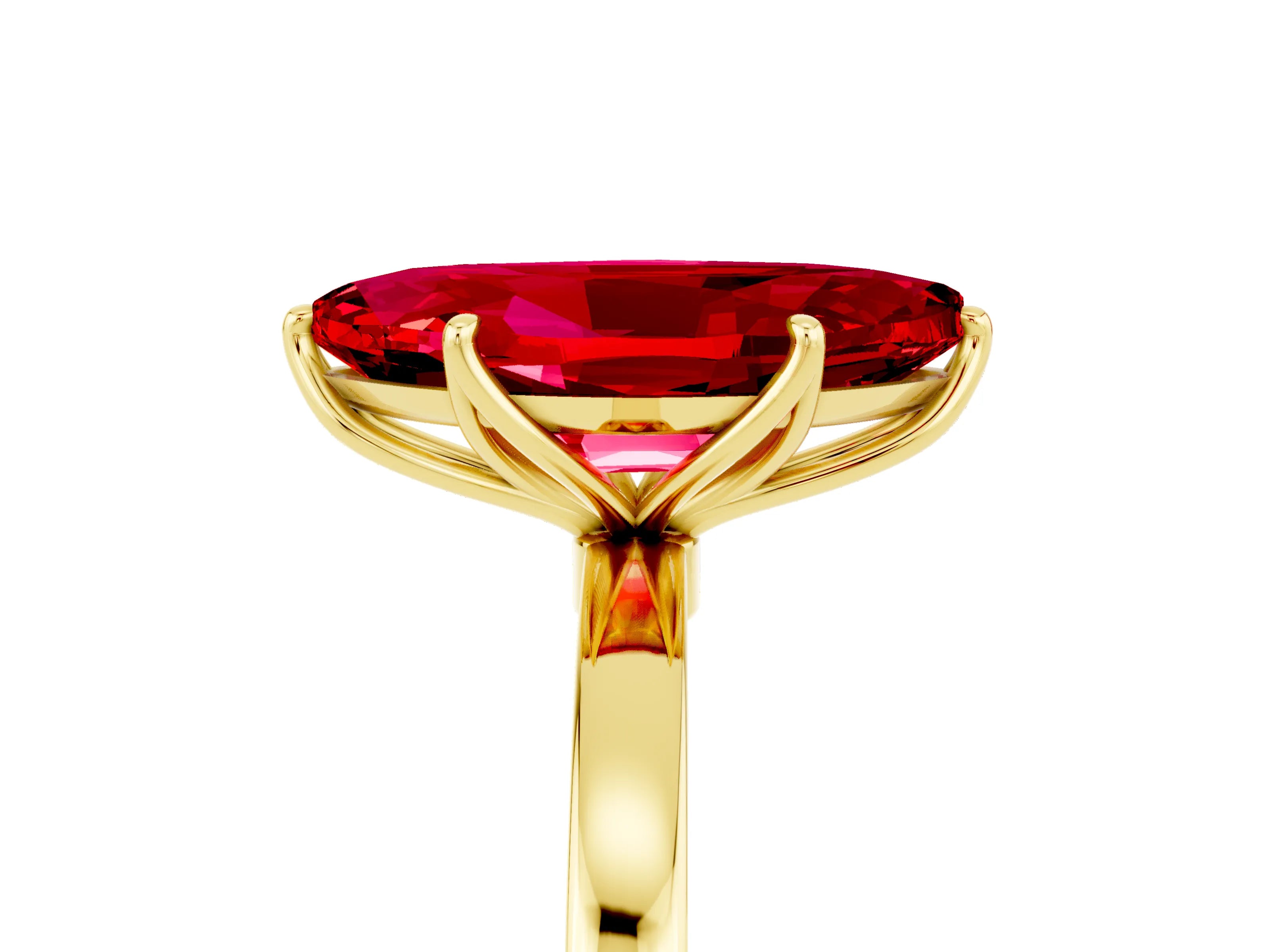 Yellow gold Marquise Cut Solitaire Diamond Ring with Thin Band and Four-Prong Setting_5