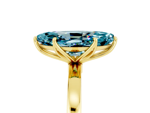 Yellow gold Marquise Cut Solitaire Diamond Ring with Thin Band and Four-Prong Setting_5
