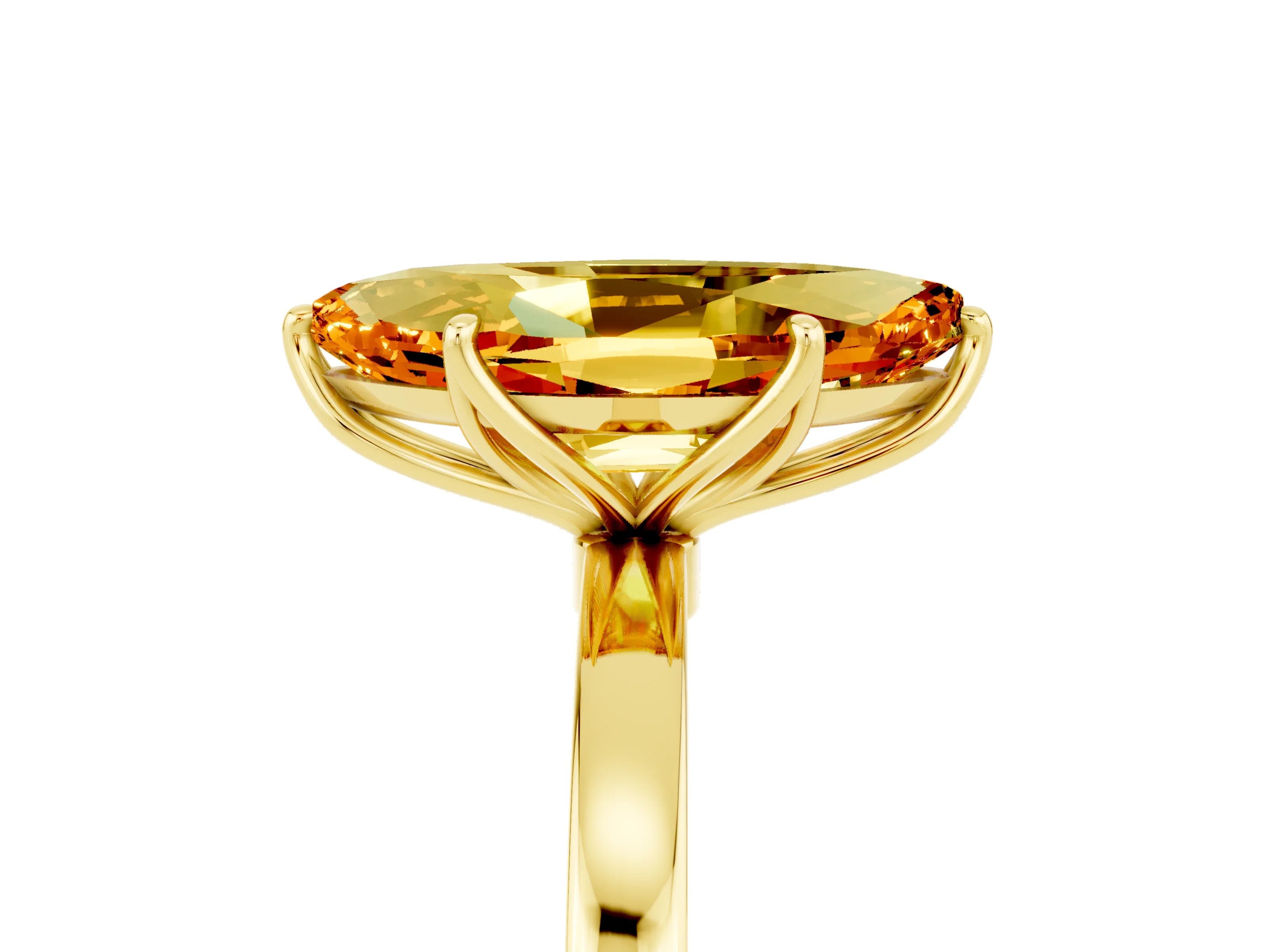 Yellow gold Marquise Cut Solitaire Diamond Ring with Thin Band and Four-Prong Setting_5