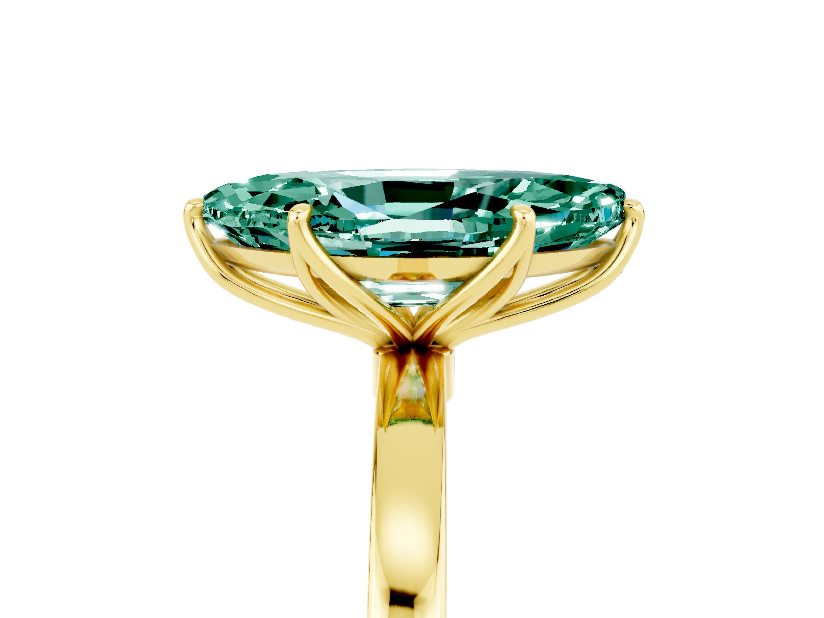 Yellow gold Marquise Cut Solitaire Diamond Ring with Thin Band and Four-Prong Setting_5
