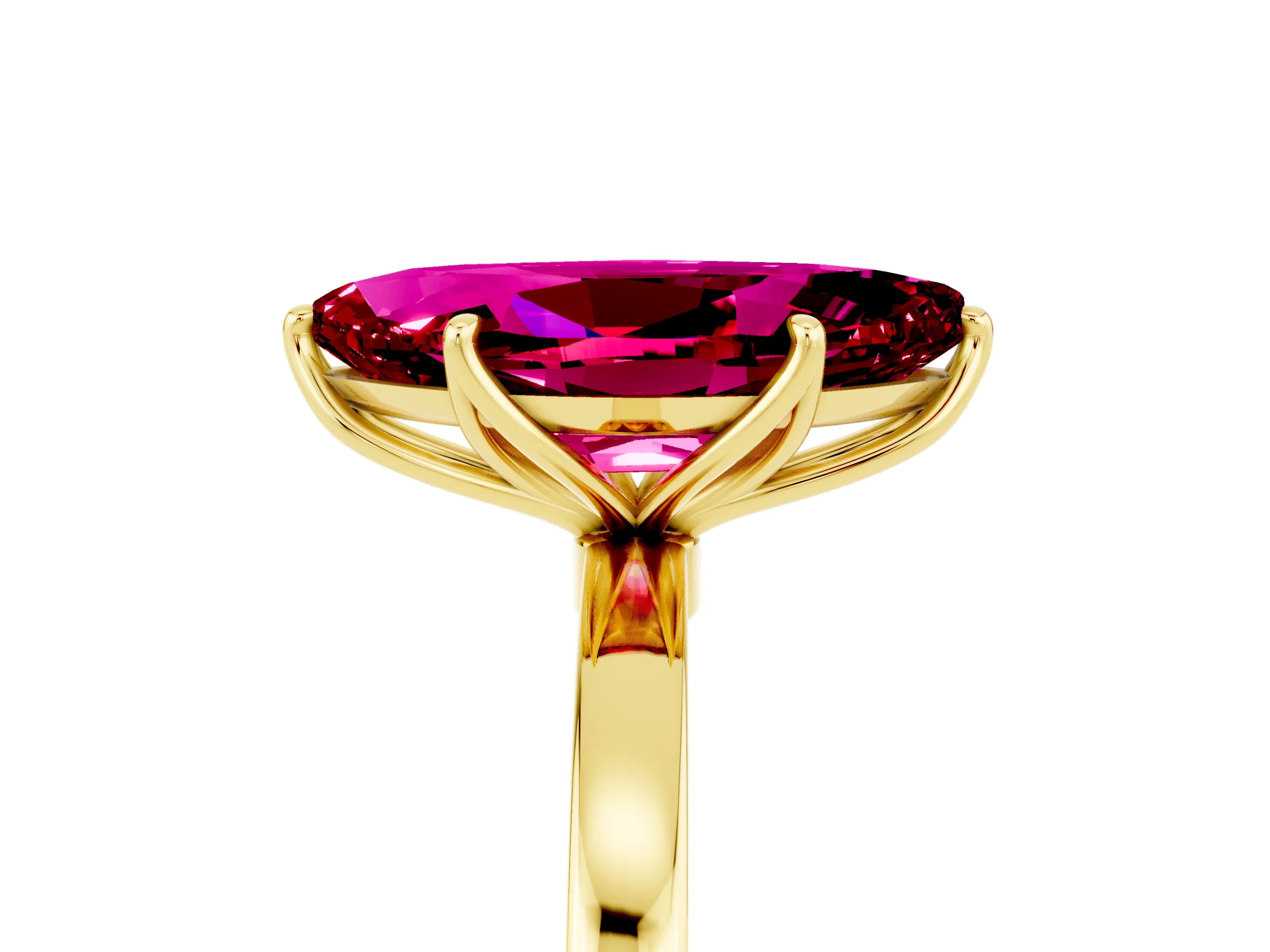Yellow gold Marquise Cut Solitaire Diamond Ring with Thin Band and Four-Prong Setting_5