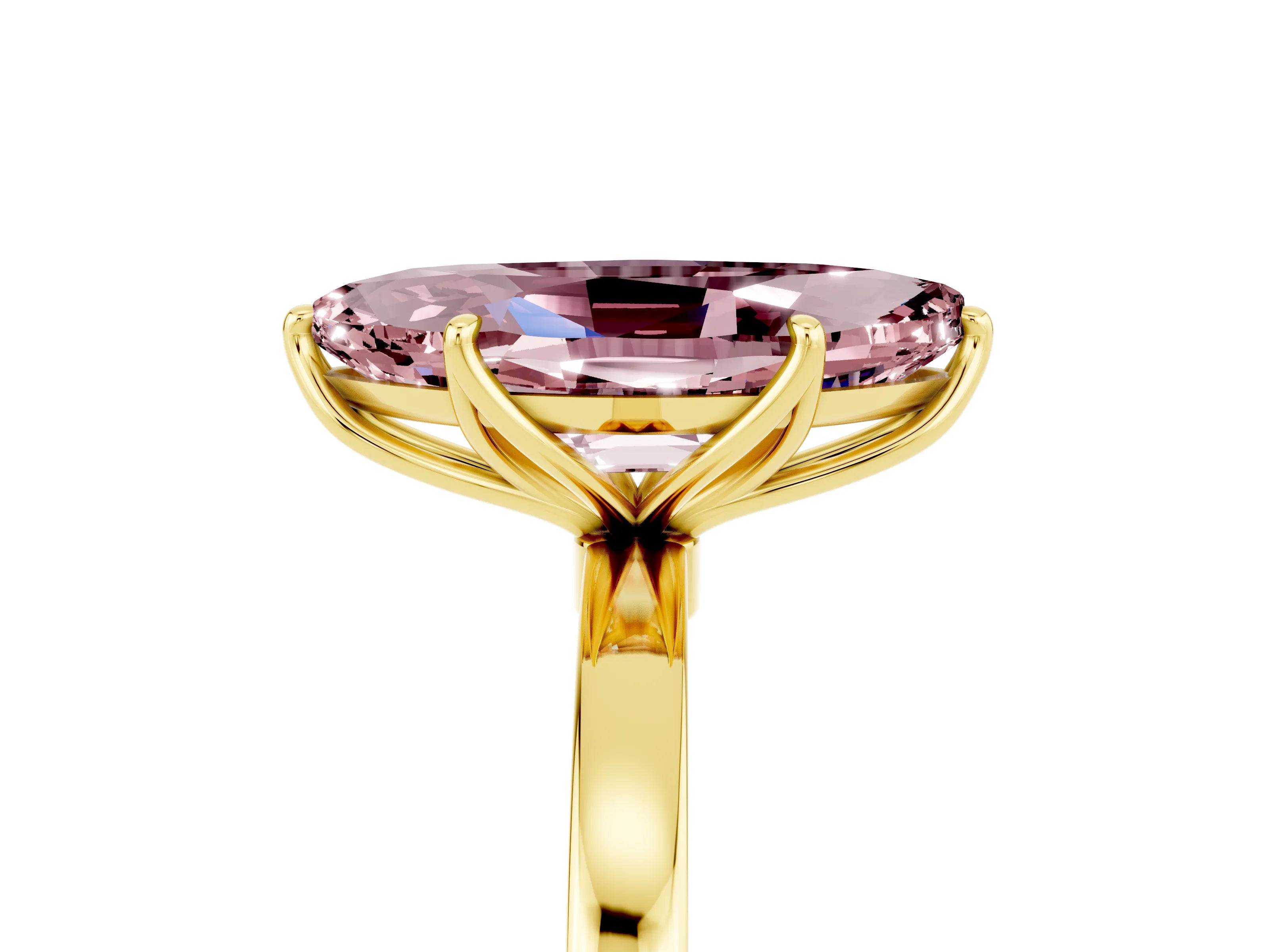 Yellow gold Marquise Cut Solitaire Diamond Ring with Thin Band and Four-Prong Setting_5