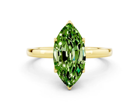 Yellow gold Marquise Cut Solitaire Diamond Ring with Thin Band and Four-Prong Setting