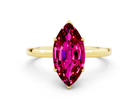 Yellow gold Marquise Cut Solitaire Diamond Ring with Thin Band and Four-Prong Setting