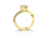 Yellow gold Marquise Cut Solitaire Diamond Twist Band with Pavé Setting and Four-Prong Setting_10