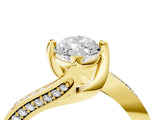 Yellow gold Marquise Cut Solitaire Diamond Twist Band with Pavé Setting and Four-Prong Setting_11