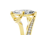 Yellow gold Marquise Cut Solitaire Diamond Twist Band with Pavé Setting and Four-Prong Setting_12