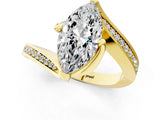 Yellow gold Marquise Cut Solitaire Diamond Twist Band with Pavé Setting and Four-Prong Setting_8