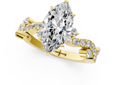 Yellow gold Marquise Cut Solitaire Diamond Twisted Band with Pave Setting_72