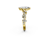 Yellow gold Marquise Cut Solitaire Diamond Twisted Band with Pave Setting_73
