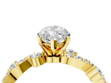 Yellow gold Marquise Cut Solitaire Diamond Twisted Band with Pave Setting_75
