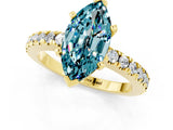 Yellow gold Marquise Cut Solitaire Diamond with Pavé Band and Four-Prong Setting_1