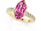 Yellow gold Marquise Cut Solitaire Diamond with Pavé Band and Four-Prong Setting_1