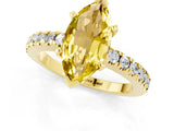 Yellow gold Marquise Cut Solitaire Diamond with Pavé Band and Four-Prong Setting_1