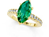 Yellow gold Marquise Cut Solitaire Diamond with Pavé Band and Four-Prong Setting_1